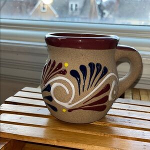 Tonala Style Ceramic Mug with Red and Blue Accents‎